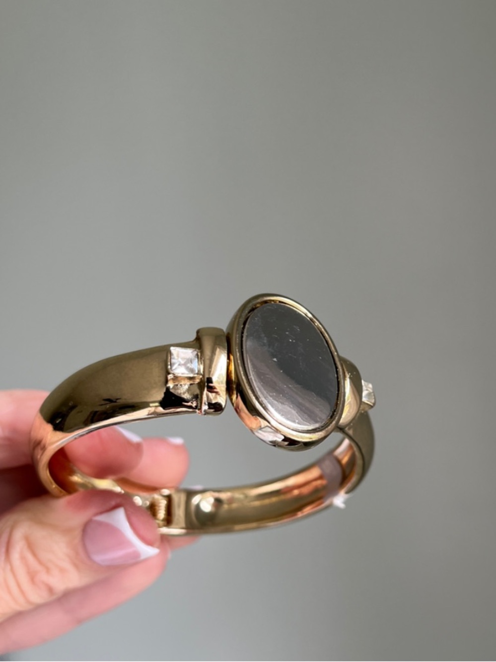 Gold-Tone Oval Silver Tone Cuff Bracelet - Women Jewelry